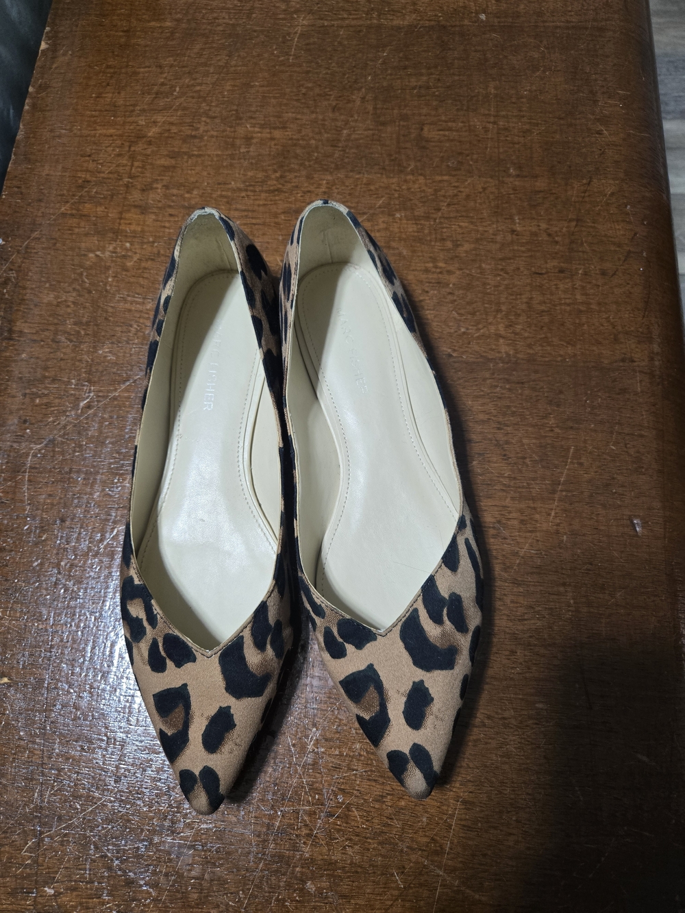Marc Fisher Leopard-Print Pointed Toe Flats - Tan & Black